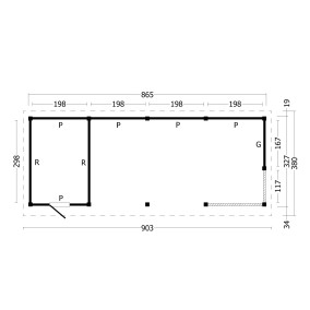 category Tuindeco | Overkapping Oslo L | Type 10 | Zwarte Wanden 211169-10